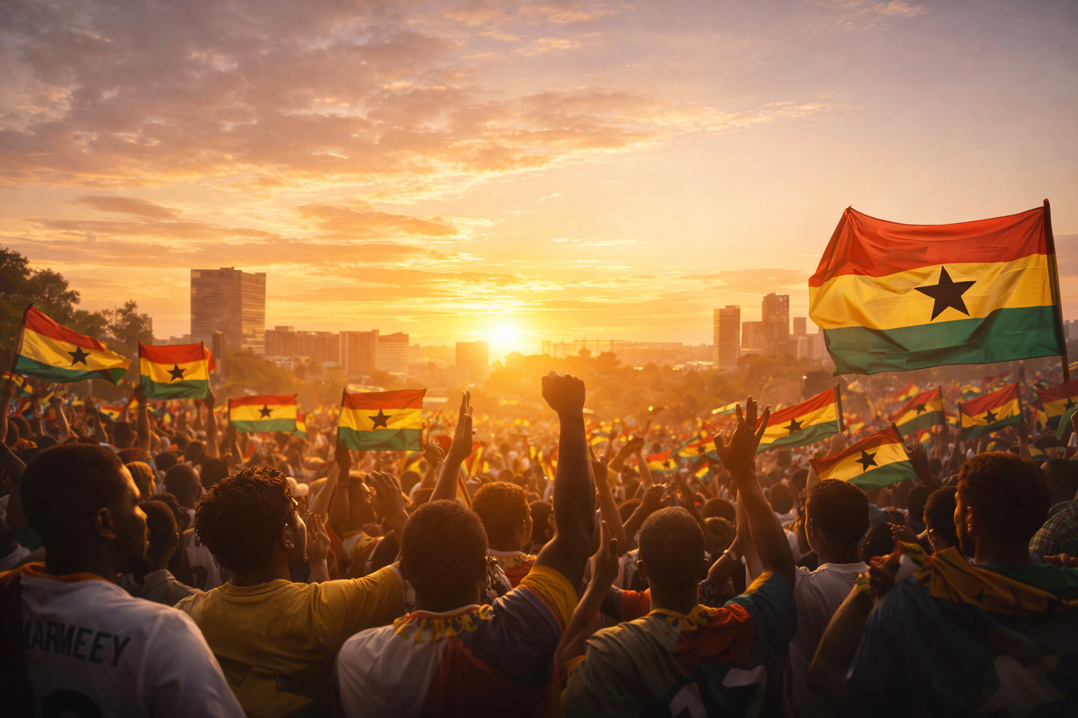 Celebration in Ghana at sunset